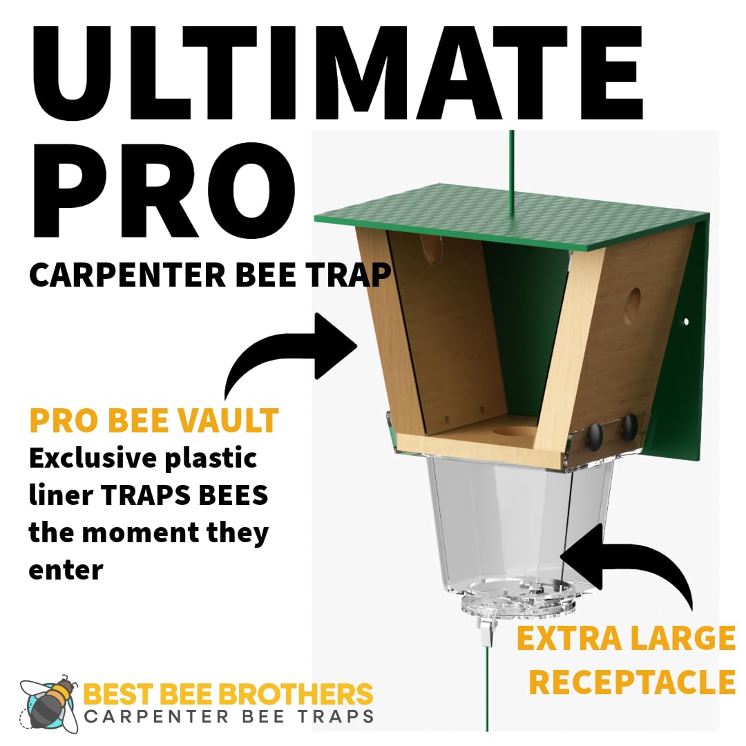 Ultimate Pro, Carpenter Bee Trap, 2 Traps in 1, High-Capacity External Bee Vault – 2 Pack Best Bee Brothers
