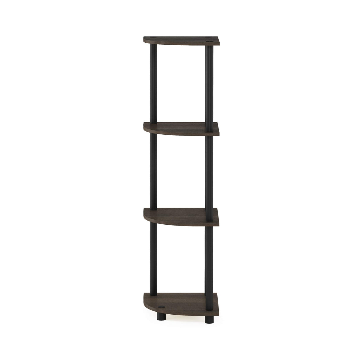 Furinno Turn-N-Tube 4-Tier Corner Display Rack Multipurpose Shelving Unit, Dark Brown Grain/Black Furinno
