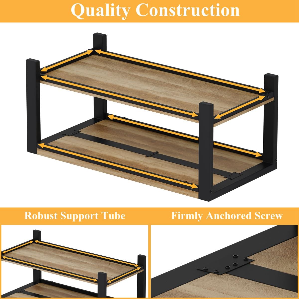 BON AUGURE Industrial Coffee Table, Wood Metal Coffee Tables for Living Room, Farmhouse Rectangle Center Tables, Modern Living Room Table (Vintage Oak, 43 Inch) BON AUGURE