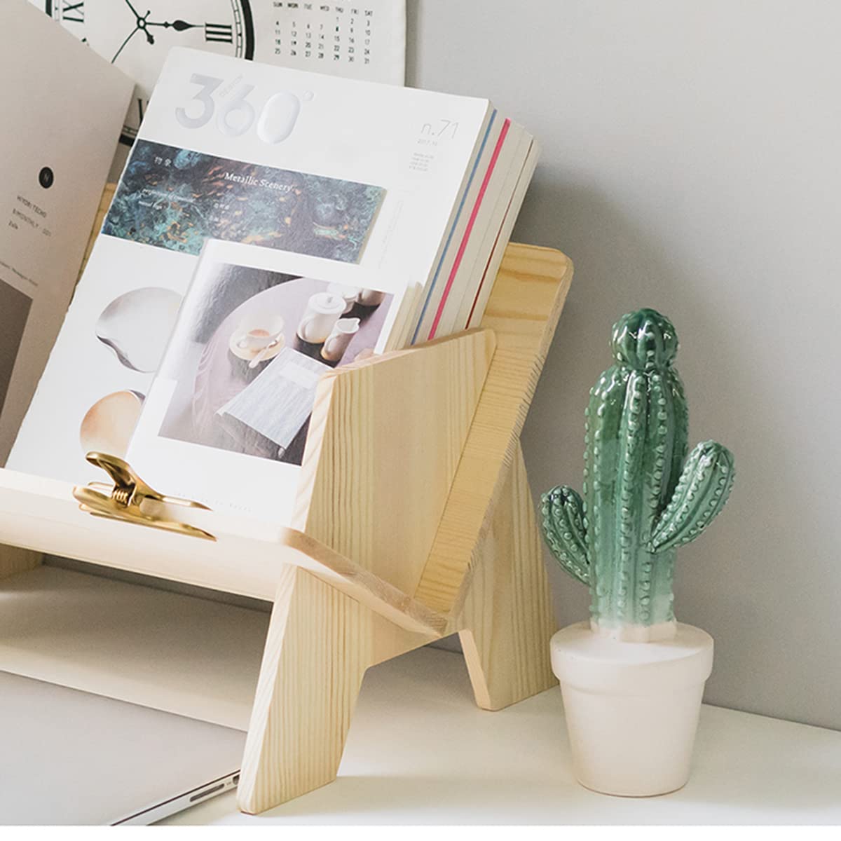 Fox Claw Wood Bookcase in Living Room/Home/Office, Desktop Book Shelf Organizer Bookshelves Storage Rack for CDs/Magazine/Books Display (Style V) Fox Claw