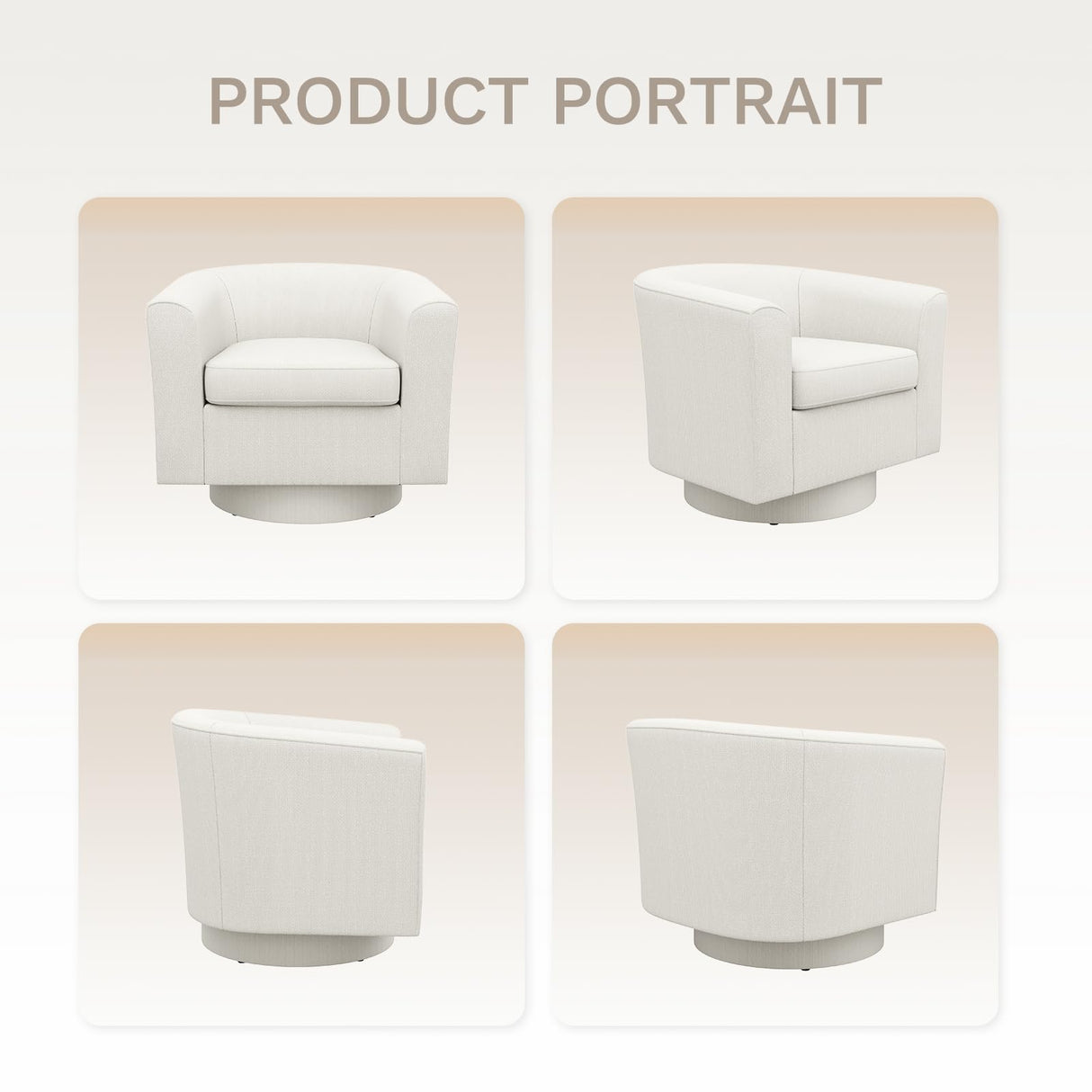 COLAMY Upholstered Swivel Barrel Accent Chair with Ottoman, Modern Single Sofa Lounge Armchair Club Chair with Storage Space for Living Room Bedroom Office, Beige COLAMY