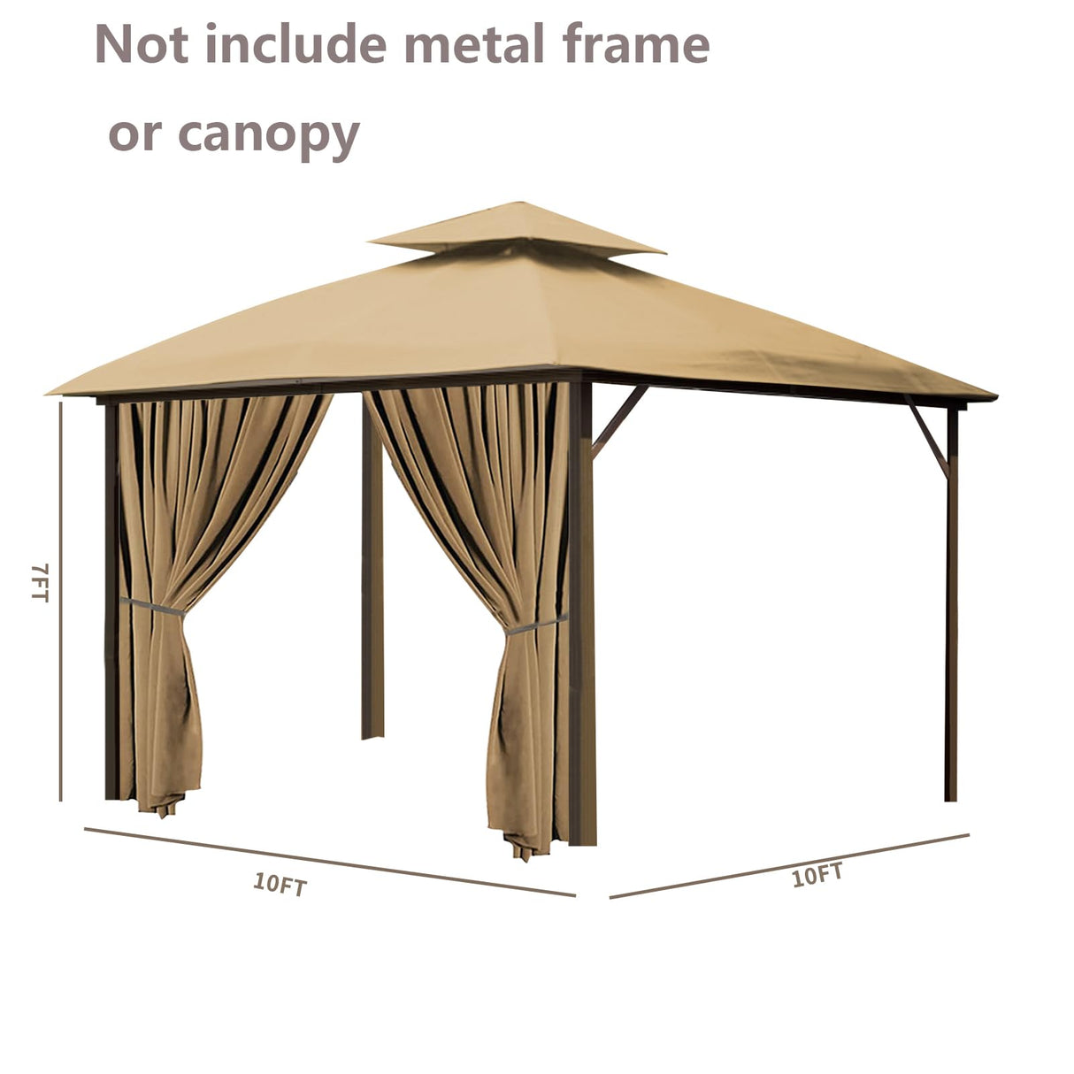 AONEAR Gazebo Privacy Curtain with Zipper Side Wall Universal Replacement for 10' x 10' Gazebo, Patio, Outdoor Canopy, Garden and Backyard, Khaki (1-Panel Curtain Only) aonear