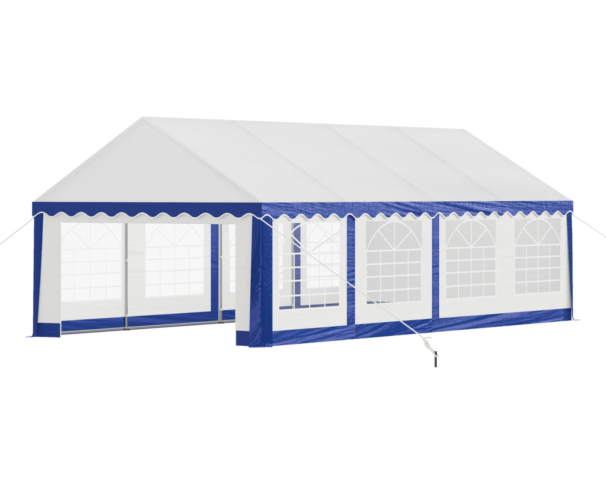 AMERLIFE 13 x 26 FT Party Tent with Rolled Sidewalls, Heavy Duty Wedding Tent for Party Outside with Zinc Alloy Tube & Spiral Stakes, Waterproof Event Shelters, White & Blue AMERLIFE