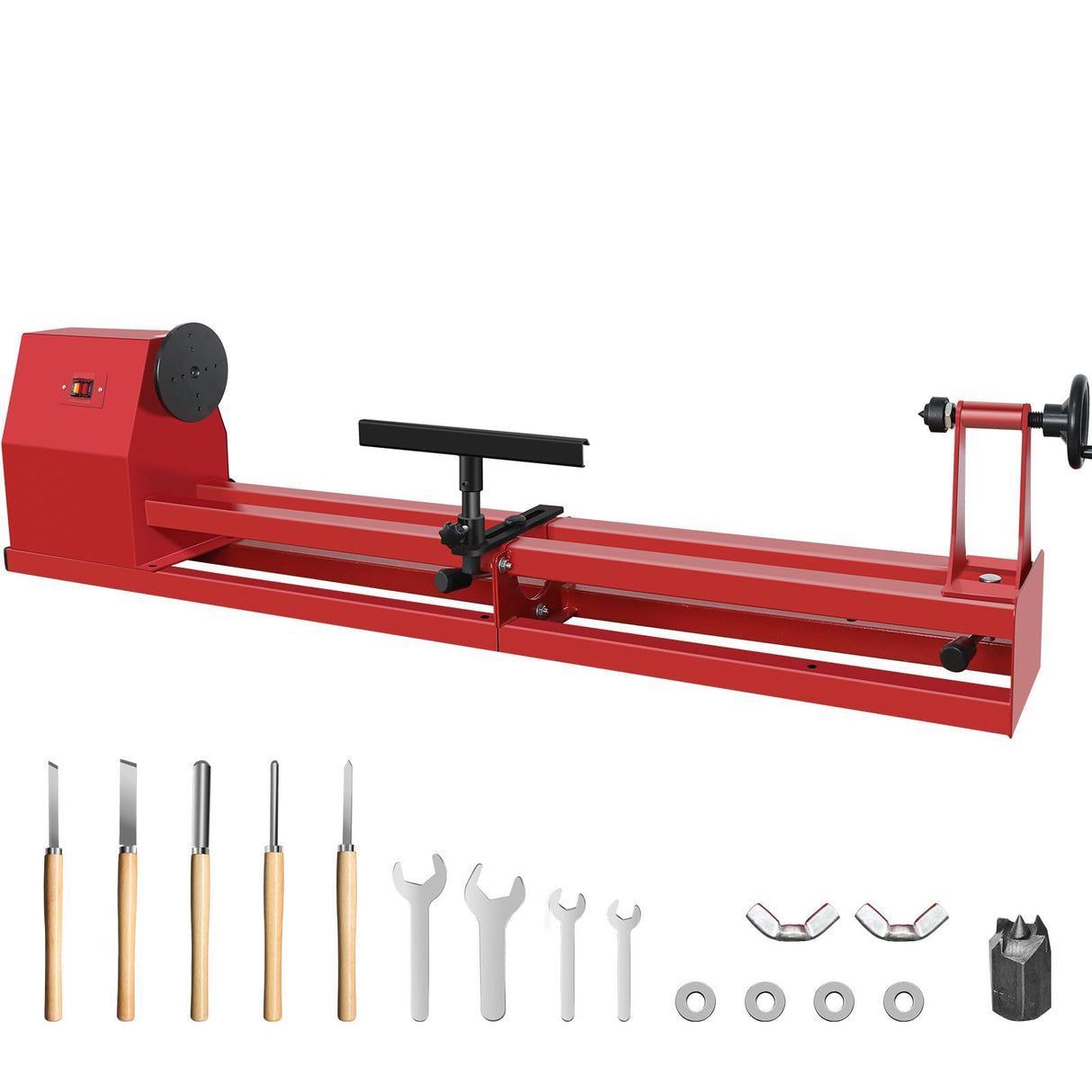 HAowosi Upgraded Wood Lathe 14" x 40", Power Wood Turning Lathe Adjustable 4 Speed 810/1180/1700/2480RPM, Benchtop Mini Wood Lathe with 5 Chisels for Woodworking HAowosi