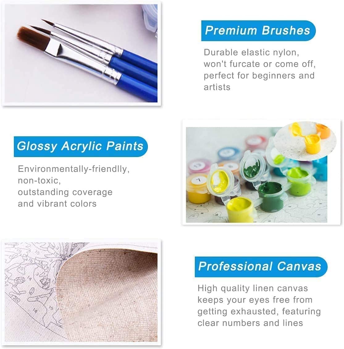 VeGuude Paint by Numbers for Adults and Kids Beginner, 4 Pack Van Gogh Starry Night Painting by Number Kits On Canvas, Without Frame DIY Oil Painting Acrylic Paints, Home Wall Decor Gift 12x16inch VeGuude