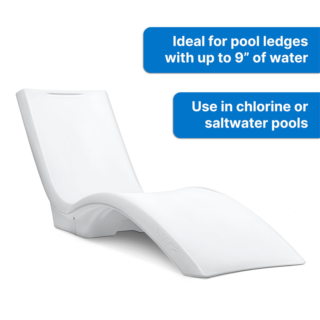 Step2 Vero Pool Lounger, Fade-Resistant, Waterproof Patio Furniture, Pool Lounge Chair for Sun Shelf, Use in Pools with Shelves Up to 9-Inches Deep or Outside Pool Deck, Weighted, White Step2
