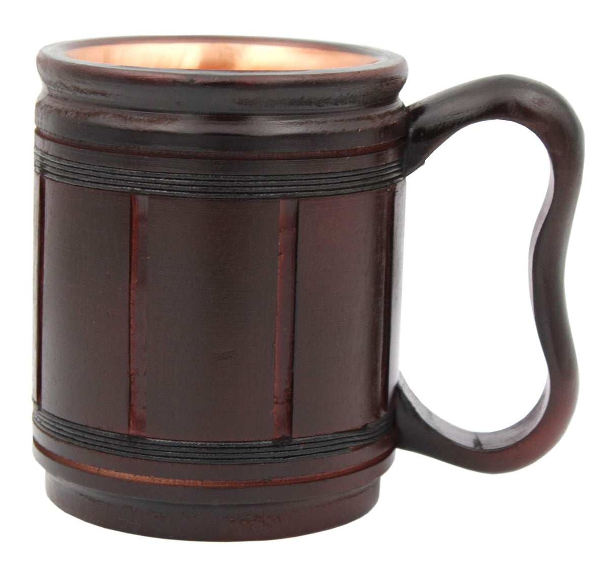 5MOONSUN5's Handmade wooden Beer Mug copper Cup Carved Natural Beer Stein Old-Fashioned Barrel Brown Vintage Bar accessories - Wood Carving Beer Mug Great Retro Design Beer Tankard for Men 16oz, 5MOONSUN5