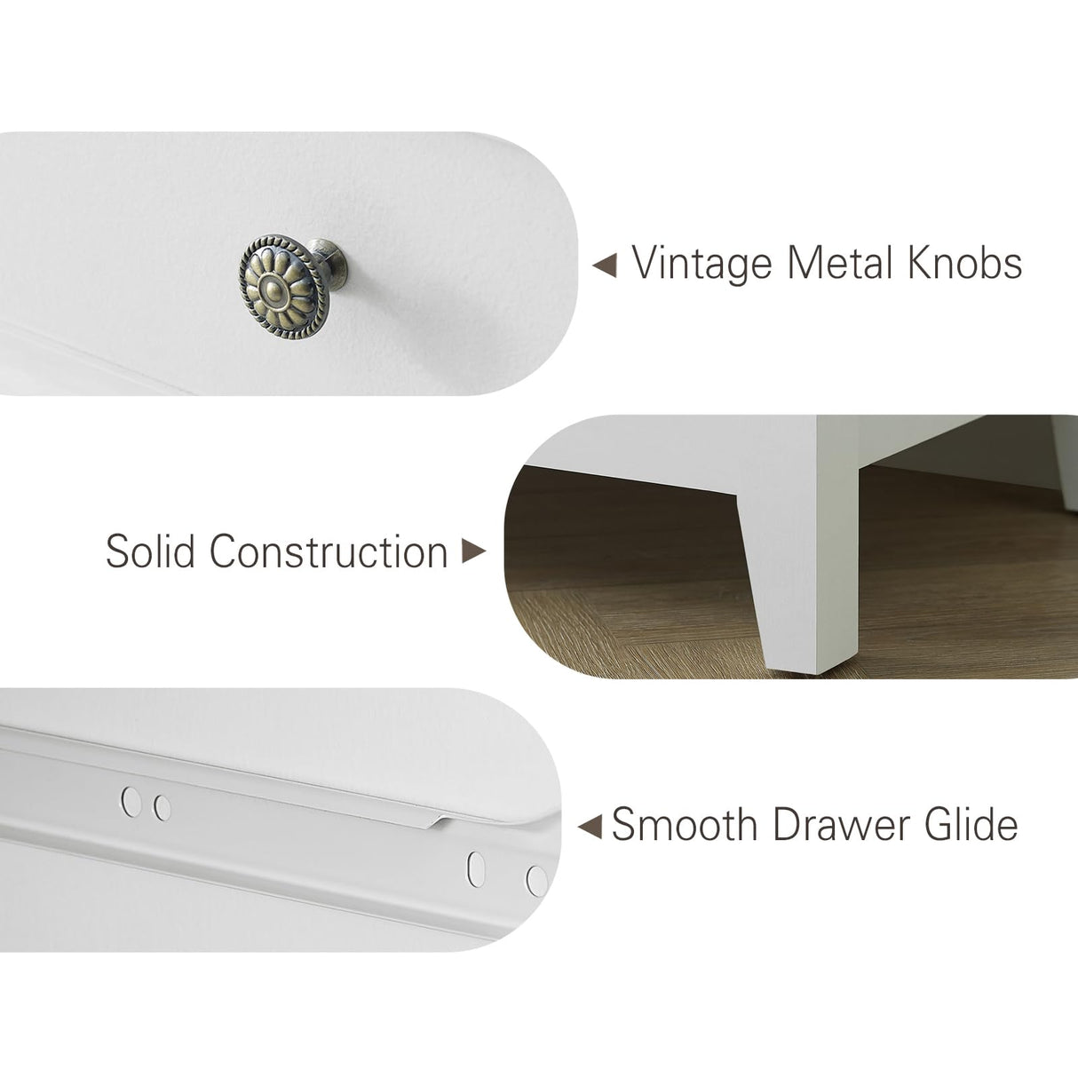 BLANKSPACE White Farmhouse Dresser, 6 Chest Drawer Dresser for Bedroom, Large Capacity Nightstand, Modern Wood Cabinet for Bedroom, Living Room, Closets, Hallway BLANKSPACE