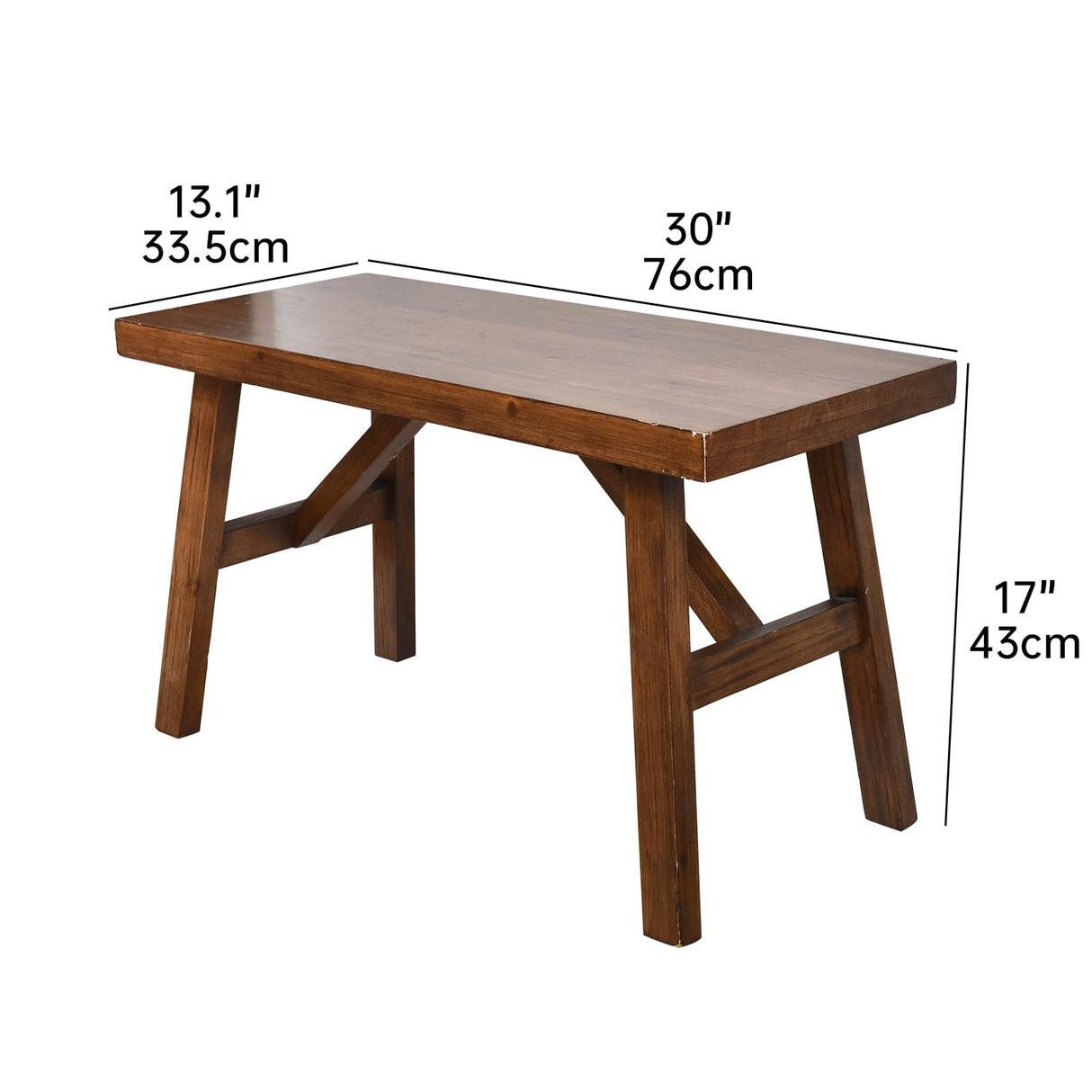 Handcrafted Solid Wood Bench, 30" - Farmhouse-Style Entryway Seating for Living & Dining Room, Rustic Design, Natural Finish SwallowLiving