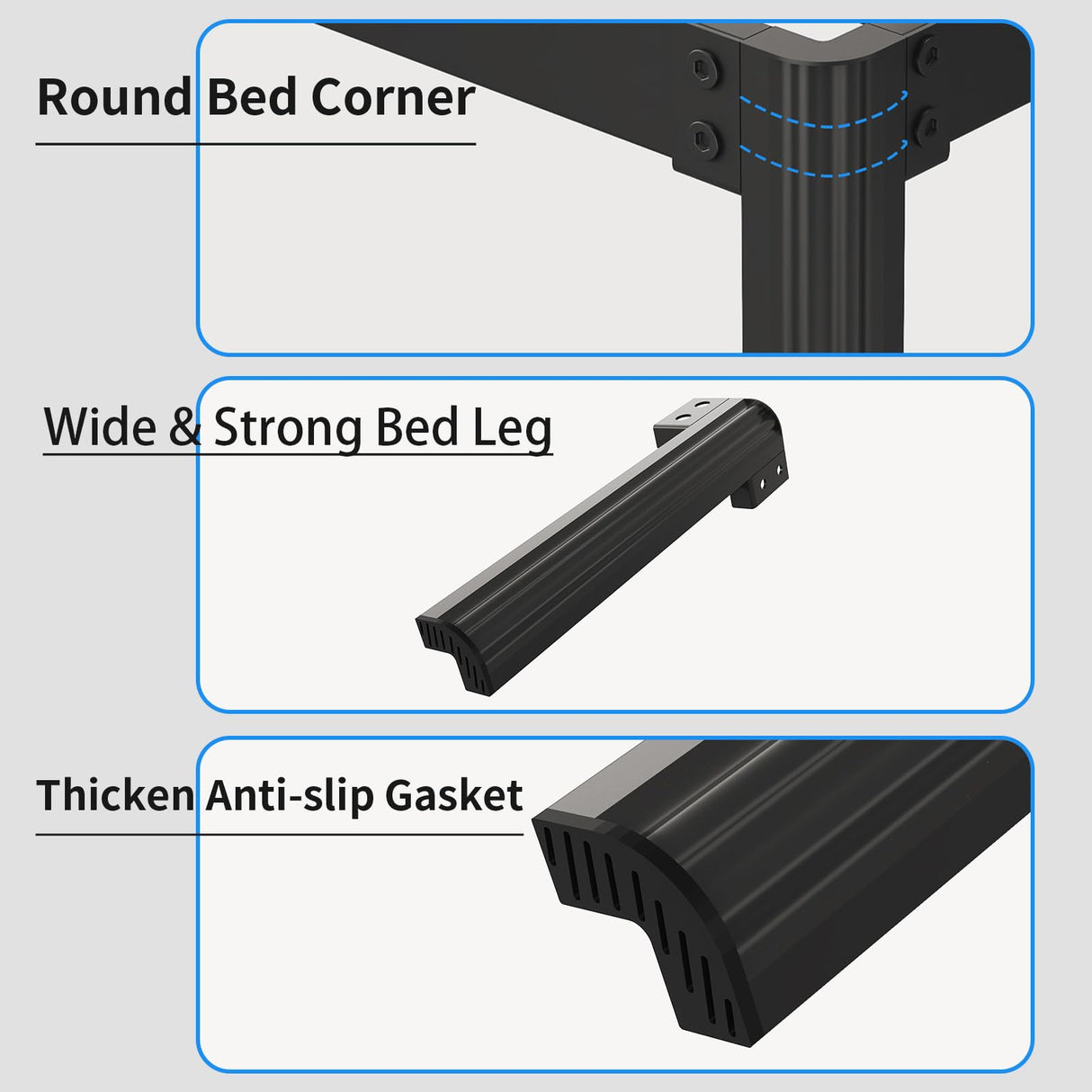 UOMEUR Queen Size Bed Frames with Smart Outlet and Galaxy Holographic Projection Lights,47.6" H Heavy Duty Metal Headboard,17" Hidden Storage,No Box Spring Needed/Noise-Free/Easy Assembly UOMEUR