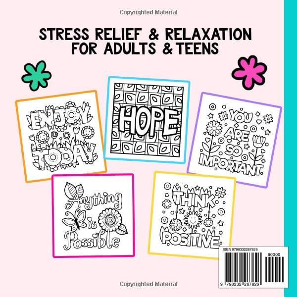 Motivational Coloring Book Bold and Easy Inspirational Quotes: Stress Relief and Relaxation for Adults and Teens (Simple Coloring Books) WoodArtSupply