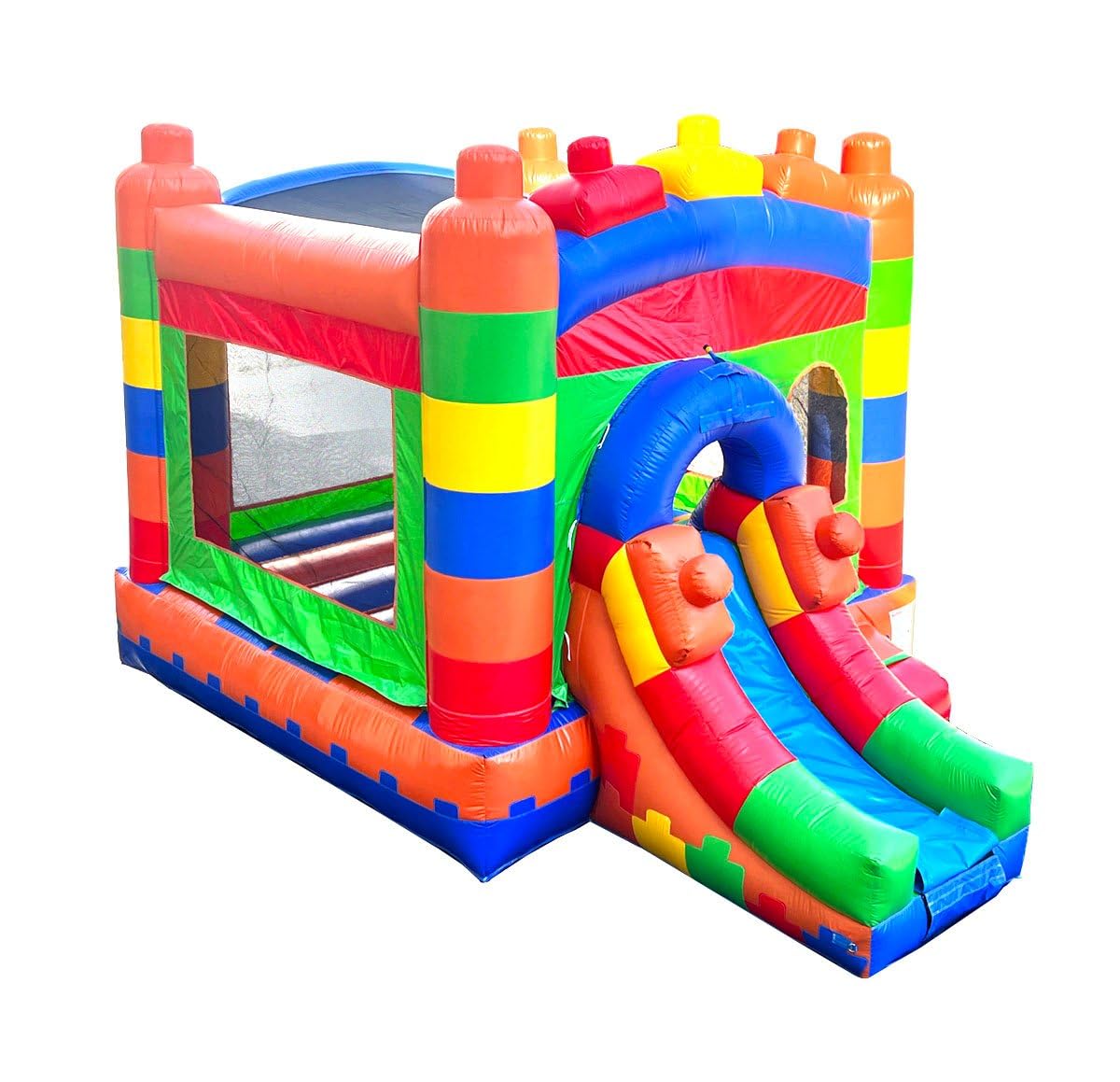 Inflatable Bounce House with Slide for Kids - 26.5 x 12 x 14.5 Foot Backyard Building Block Combo Bouncer with Water Pool, Outdoor Jumpers - Includes Blower, Anchor Stakes, and Storage Bag Pogo Bounce House