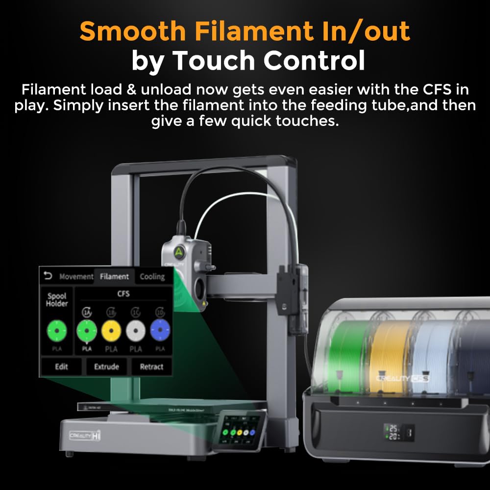 Creality Hi Combo 3D Printer, Multi Color 3D Printing with CFS, 500mm/s Print Speed 95% Pre-Assemble, XY Step-Servo Motor and Auto Leveling Build Volume 10.24×10.24×11.81 inch Comgrow