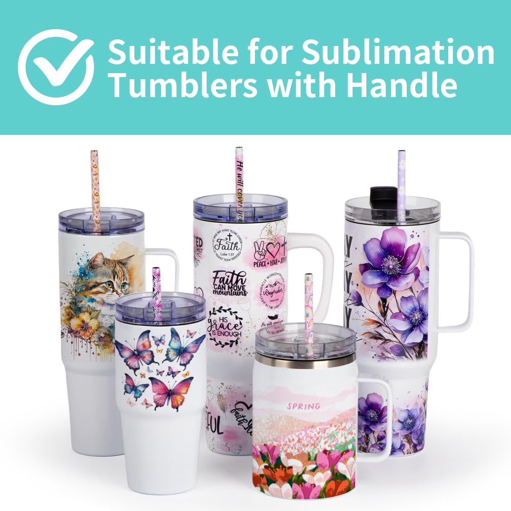 PYD Life 30 PCS Sublimation Reusable Drinking Stainless Steel Metal Straws Blanks Bulk White 0.3" x 12.4" for 40 OZ Sublimation Tumblers,for Stanley 40 OZ Tumblers Cups PYD Life