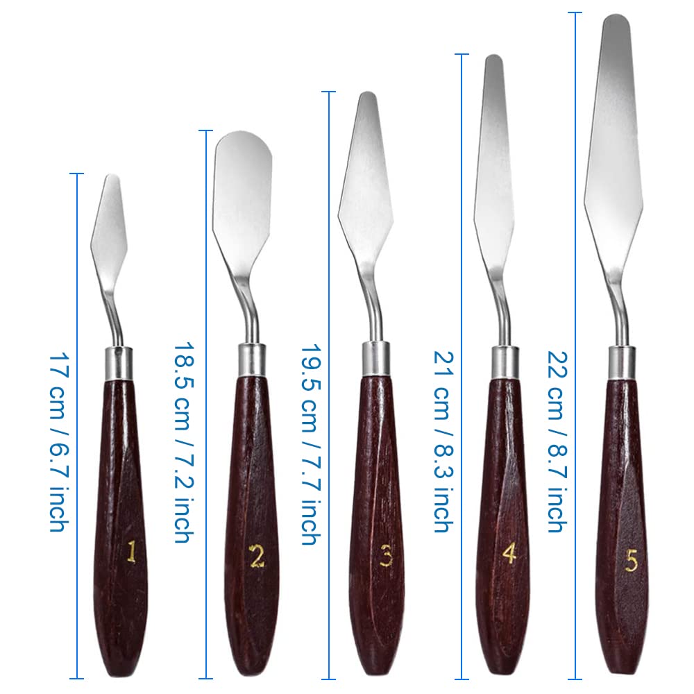 MMOBIEL 5Pcs 3D Printer Accessories 3D Print Removal Tool Shovel Tool Set, Stainless Steel 3D Printer Spatula Palette Knife with Sturdy Wooden Handle to Remove Models from 3D Printers MMOBIEL