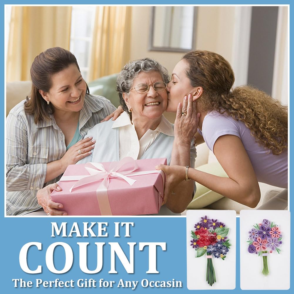 WEBEEDY Paper Quilling Kit 20 Sets Flower Card Quilling Kit with Paper Quilling Strips Tools Paper Quilling Set DIY Handmade Arts Crafts Christmas Valentine's Day Birthday Gifts WEBEEDY