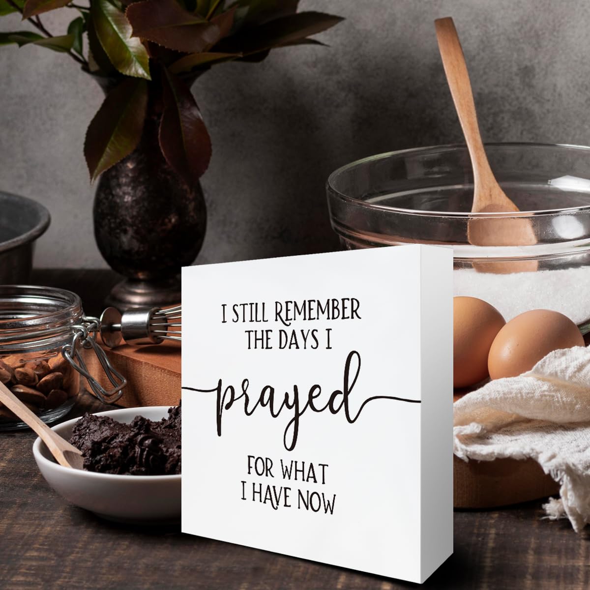 Inspirational Home Wooden Box Sign I Still Remember the Days I Prayed, Motivational Wooden Block Sign for Home Living Room Bedroom Decor, Farmhouse Kitchen Summerjokes