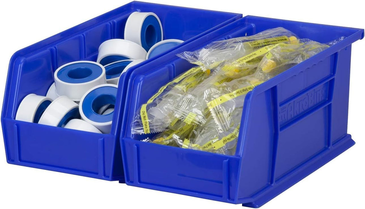 Akro-Mils 30230 AkroBins Plastic Storage Bins, Space-Saving Stackable Bins for Garage, Pantry, Craft Organization, 10.5 "L x 5.5 "W x 5"H, Blue, 12-Pack Akro-Mils