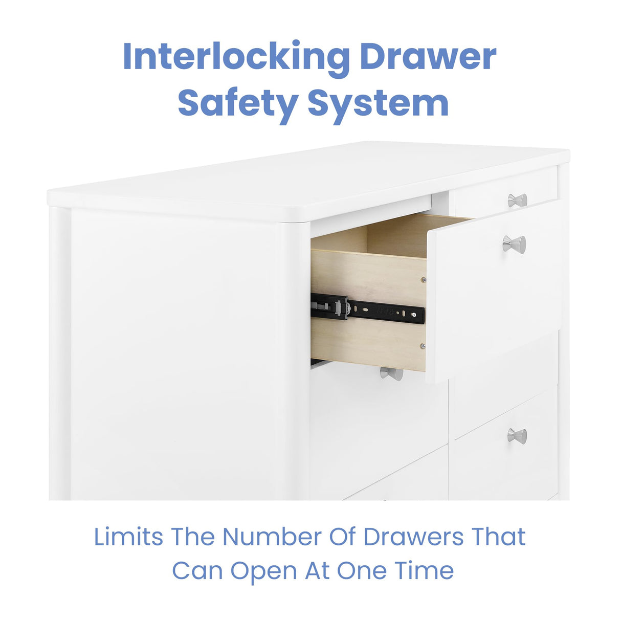 Delta Children Brooks 6 Drawer Dresser with Interlocking Drawers (Includes 3 Sets of Knobs – Choose from Natural, Brushed Nickel & Melted Bronze), Bianca White Delta Children