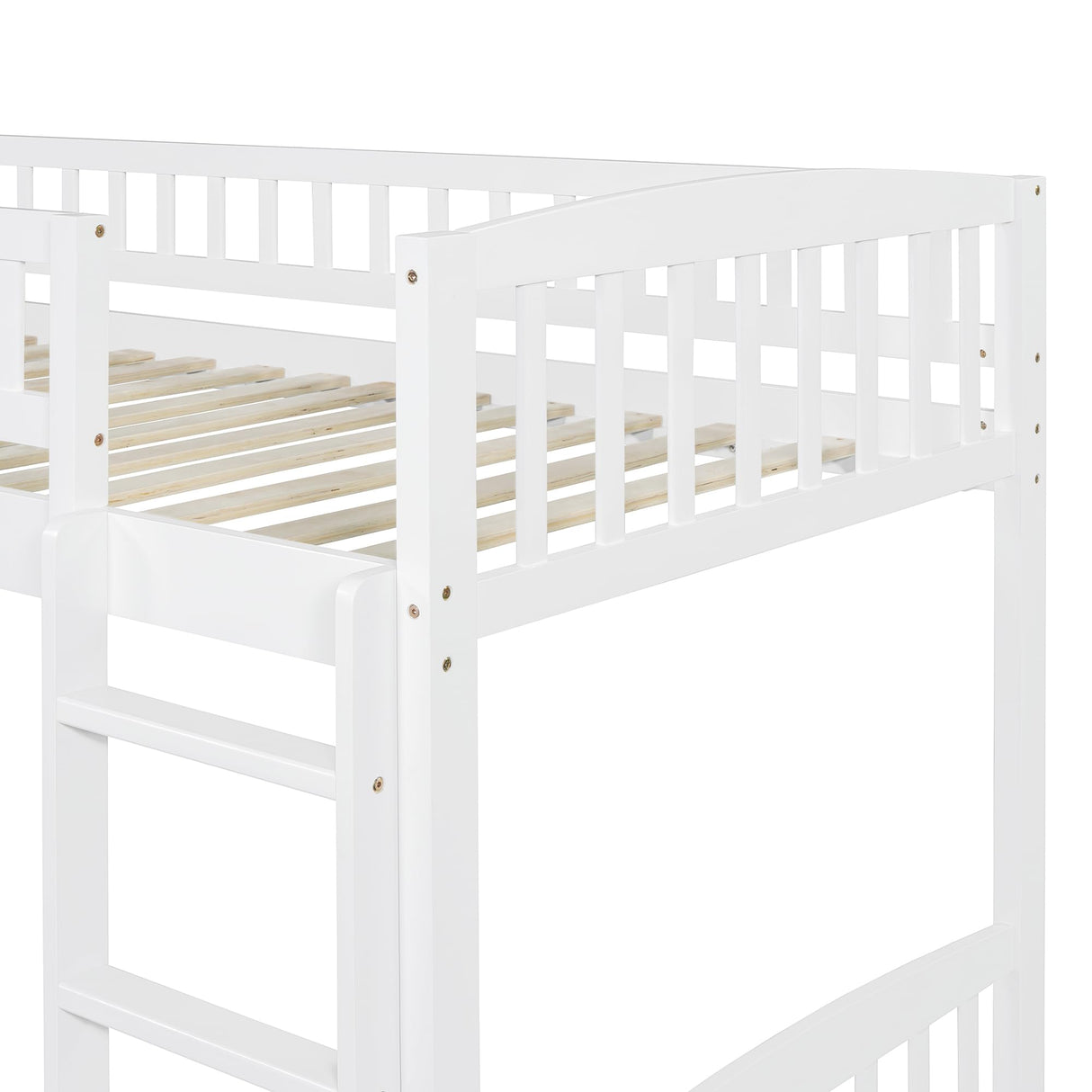 Merax Twin Size Loft Bed with Slide and Ladder, White Wooden Bed Frame, No Box Spring Needed Merax