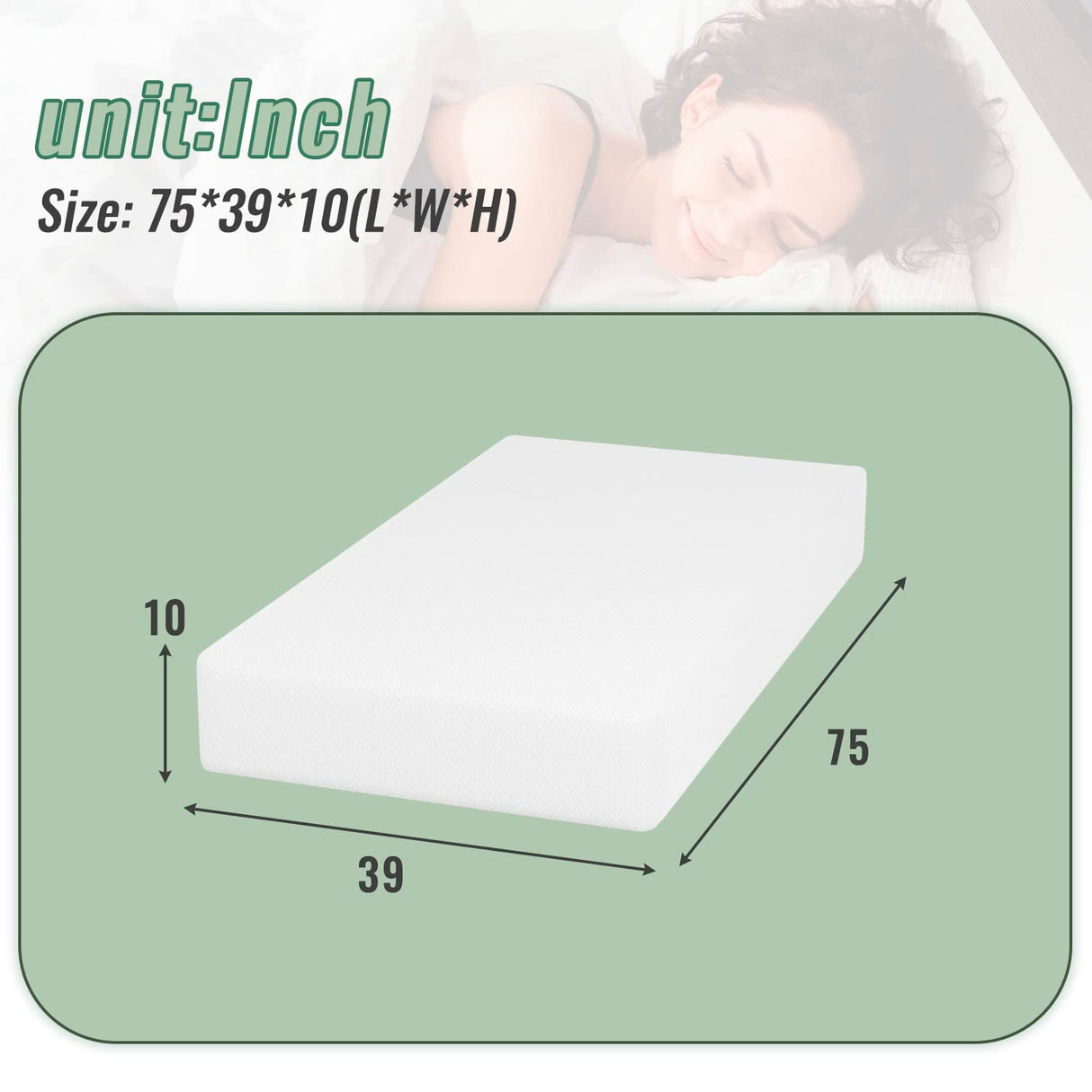 10 Inch Memory Foam Mattress Twin Mattress Wave Comfort Foam Mattress CertiPUR-US Certified,Removable Soft Cover, mattresses for Bed Frame, Bunk Bed, Trundle, Daybed,Fiberglass Free,White PayLessHere