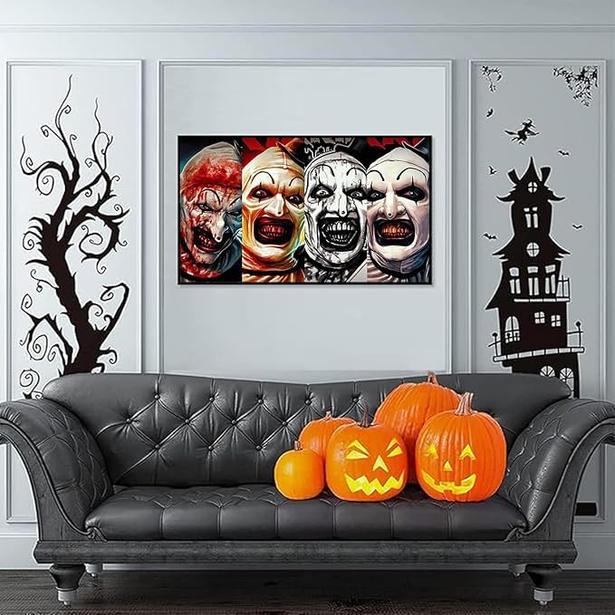 MBNTJHT Halloween Paint by Numbers Kit for Adults Beginners,Horror Clown Paint by Number Kits on Canvas Without Framed,DIY Digital Oil Painting Art Kits for Home Wall Decor 16X24 Inch. MBNTJHT