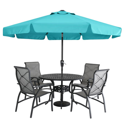 MASTERCANOPY Valance Patio Umbrella for Outdoor Table Market -8 Ribs (10ft, Turquoise)