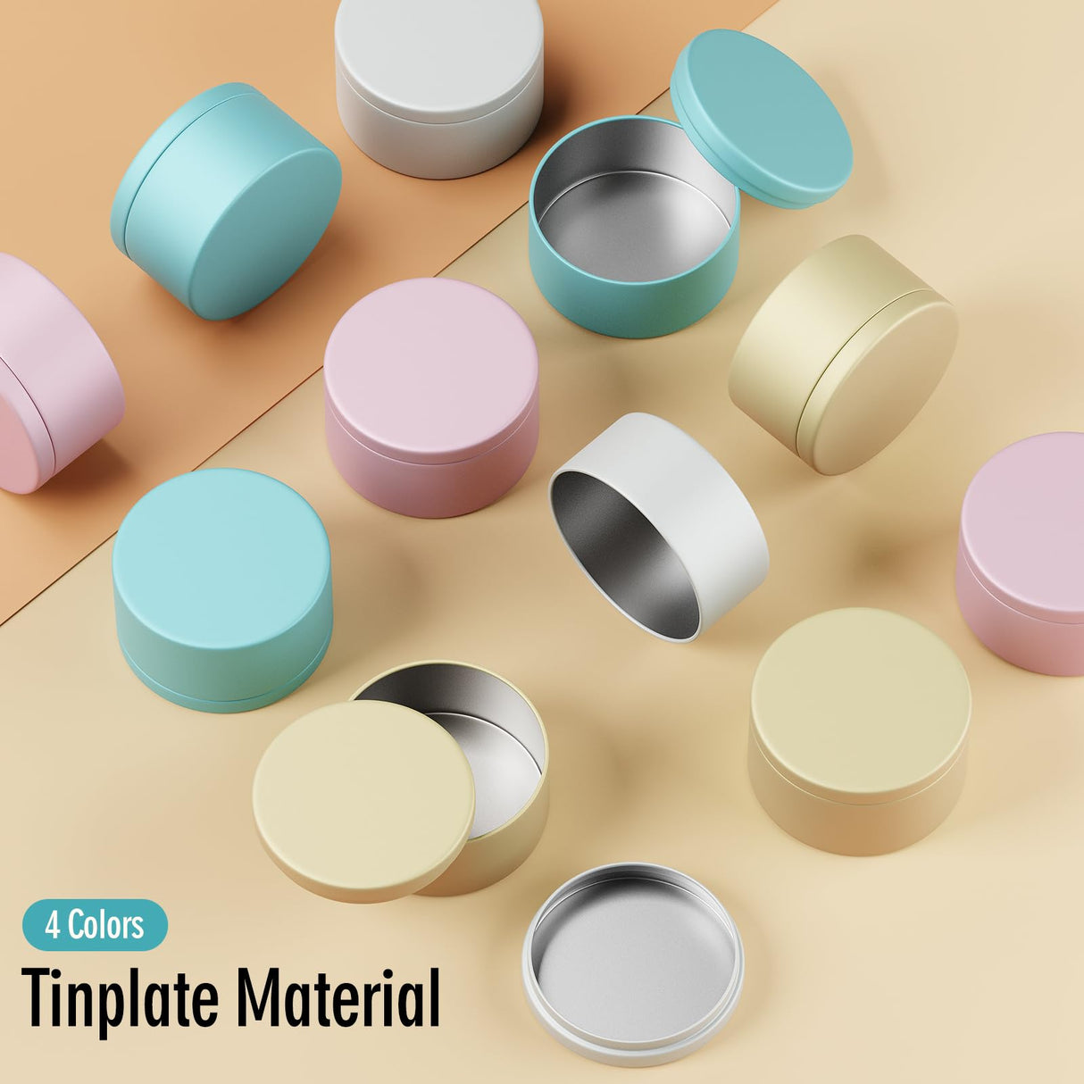 MeiGlow 6oz Macaron-Color Candle Tins 12PCS, Empty Matte Candle Jars Candle Containers with Lids, Wicks, Stickers, Wicks Holder for DIY Candle Making MeiGlow