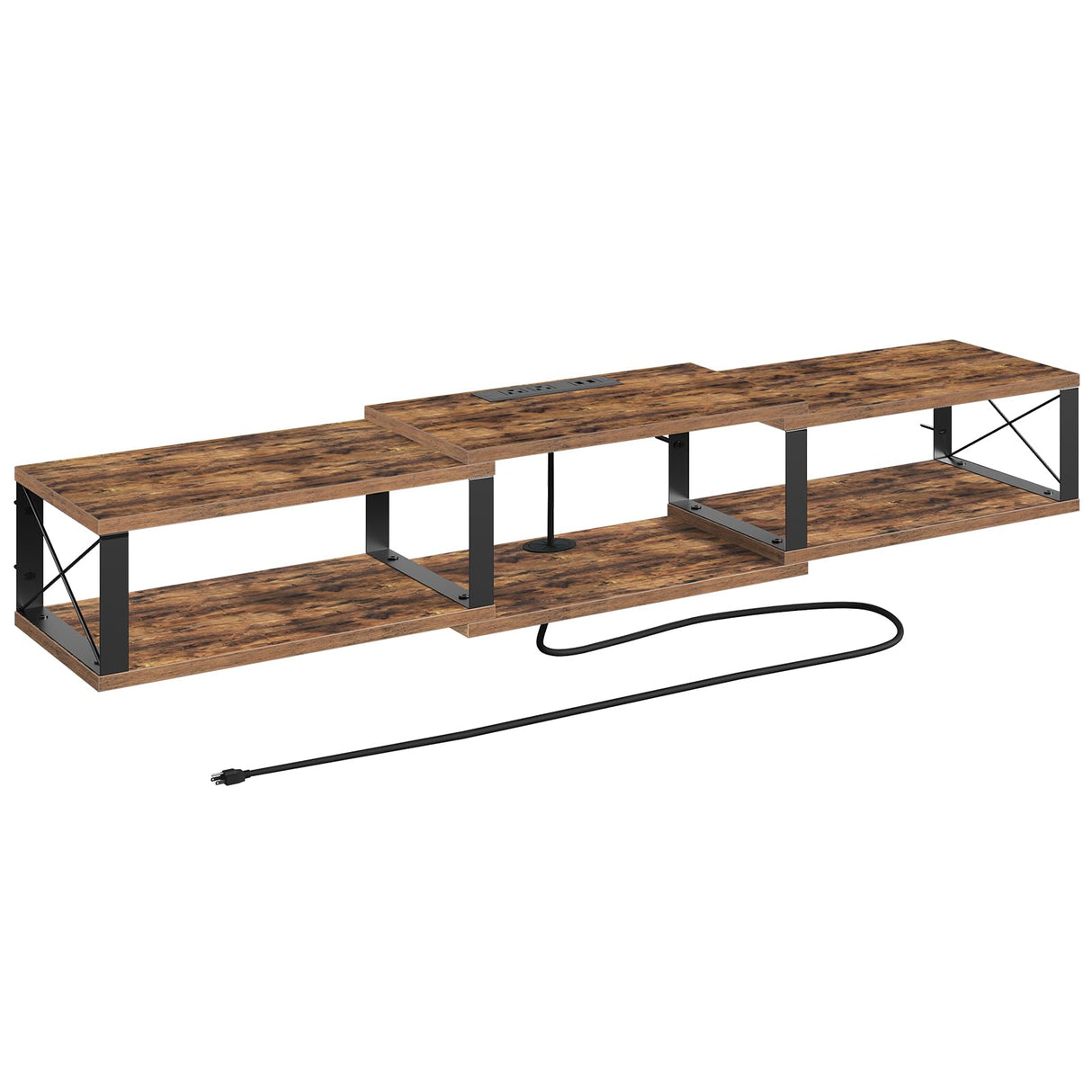 MAHANCRIS Floating TV Stand with Power Outlet, Wall-Mounted Entertainment Console Center with Storage, Floating TV Shelf for Under TV Storage, for Living Room, Bedroom, Rustic Brown TVHR103E01 MAHANCRIS