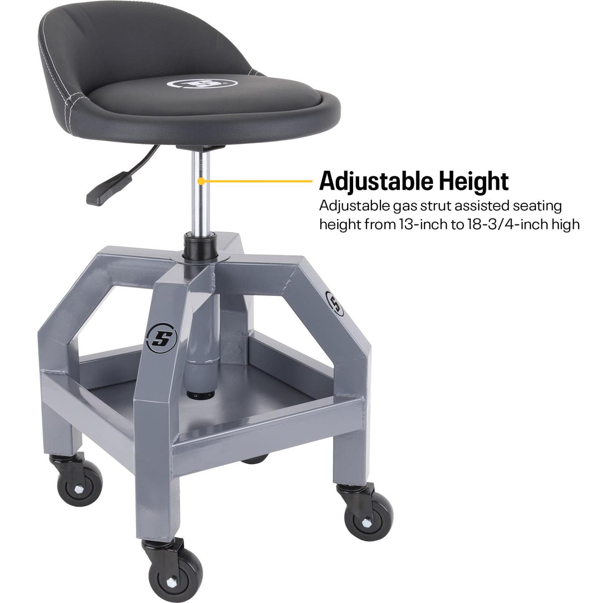 Heavy Duty Adjustable Height Rolling Shop Stool With Tool Tray Speedway Motors