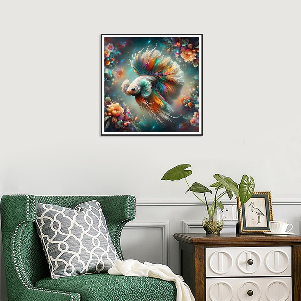 hill froeistung 5D Colorful Fish Diamond Art Painting Kits for Adults,Goldfish Diamond Art for Beginners, DIY Full Drill Animals Flower Diamond Art Painting(12X12 inch) hill froeistung