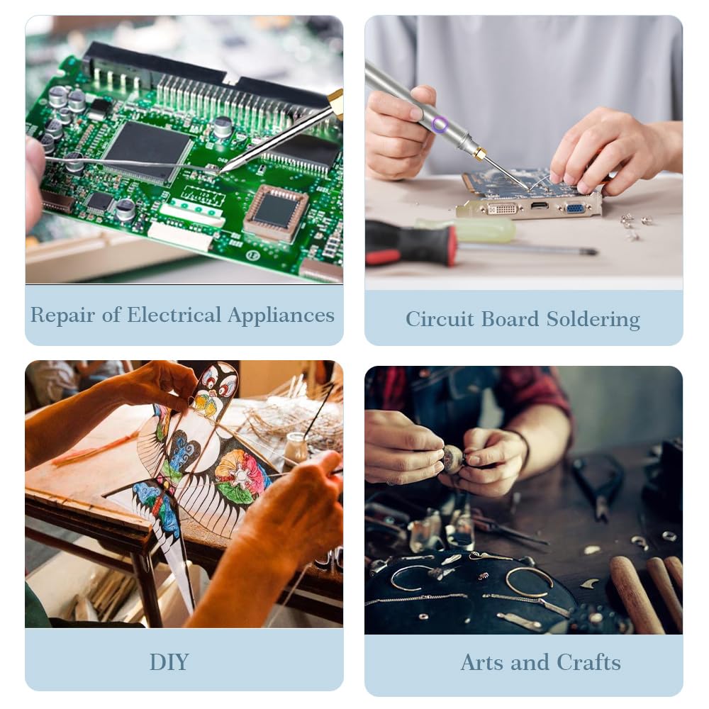 Cordless Soldering Iron Kit, MecRecare 1100 mAh Battery USB Wireless Rechargeable And Portable with Automatic Heating Mode for Appliance Repair,Circuit Board Soldering,DIY MecRecare