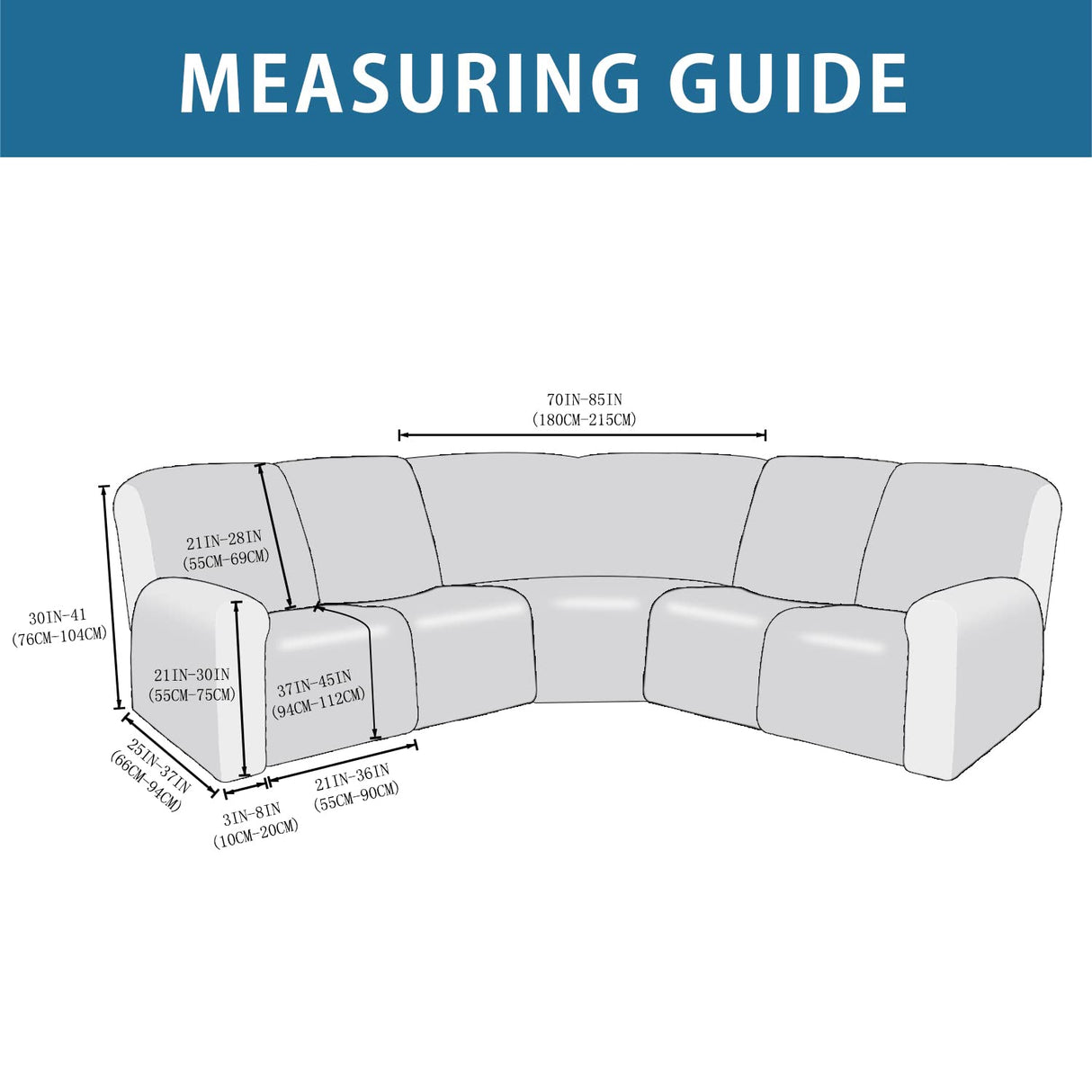 ULTICOR 7-Piece Sectional Sofa Covers, Velvet Stretch Reclining Couch Covers for Reclining L Shape Sofa, Thick, Soft, Washable (Dark Grey, 5 Seat Recliner Cover) ULTICOR