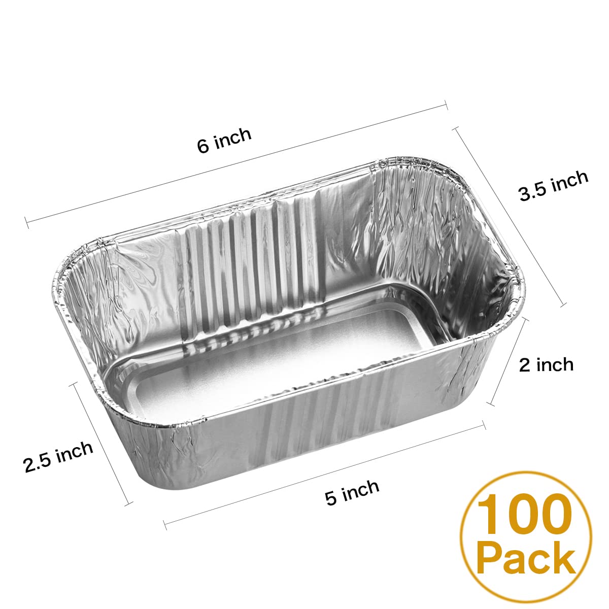 MOACOCK 100 Pack Aluminum Mini Loaf Baking Pans, 1 Lb Heavy Duty Disposable Loaf Pans, 6 x 3.5” Thick Foil Bread Pans for Baking Holiday Treats Food Storage and Takeout MOACOCK