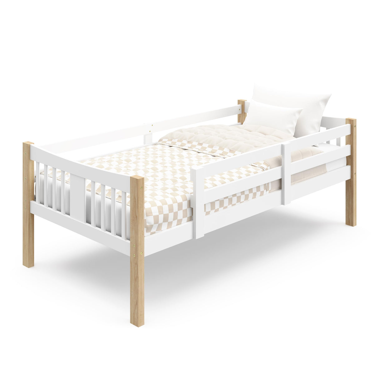 Storkcraft Caribou Bunk Bed Twin Over Twin Bunk Bed (White with Natural) - GREENGUARD Gold Certified, Converts to 2 Individual Beds STORKCRAFT