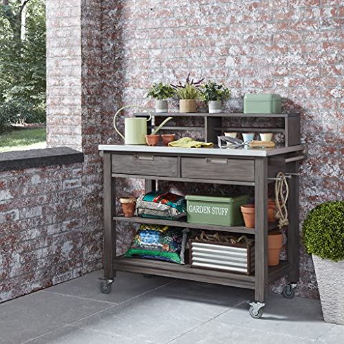 Homestyles Maho Gray Teak Potting Bench homestyles