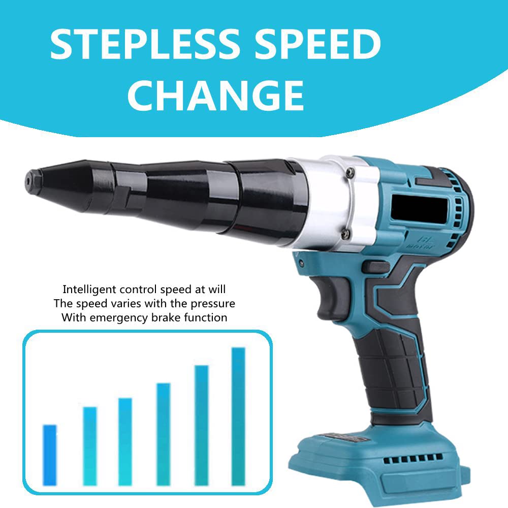 Cordless Rivet Gun,Portable 21V Lithium Battery Electric Automatic Core Pulling Rivet Gun,Professional Brushless Blind Riveter Tool Kit for Rivets 2.4/3.2/4.0/4.8 mm,with 3.0Ah Battery (2 Batteries) iMeshbean