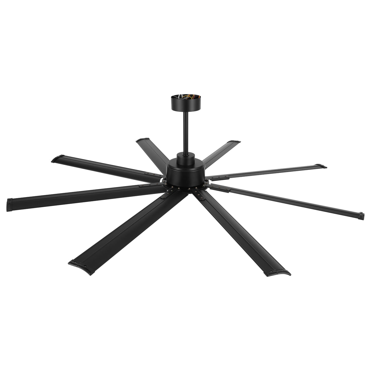 LEDLUX 72" Ceiling Fan No Light, Reversible DC Motor, 6 Speed Remote Control, Industrial 9 Aluminum Blades with 3 Downrods for Home or Commercial, Living Room/Warehouse Black LEDLUX