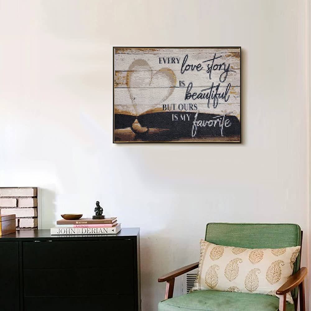 PDSLAIKE Romantic Quote Diamond Painting Kits - Love Saying DIY Diamond Art Kit Home Bedroom Wall Decor 15.7 x 11.8 inch PDSLAIKE