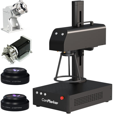 ComMarker B4 30 W Fiber Laser Engraver with 2 Rotary,LightBurn Compatible Laser Engraving Machine with 2Lens,Fiber Laser Marking Machine for Jewelry,Sliver,Gold,Tumblers