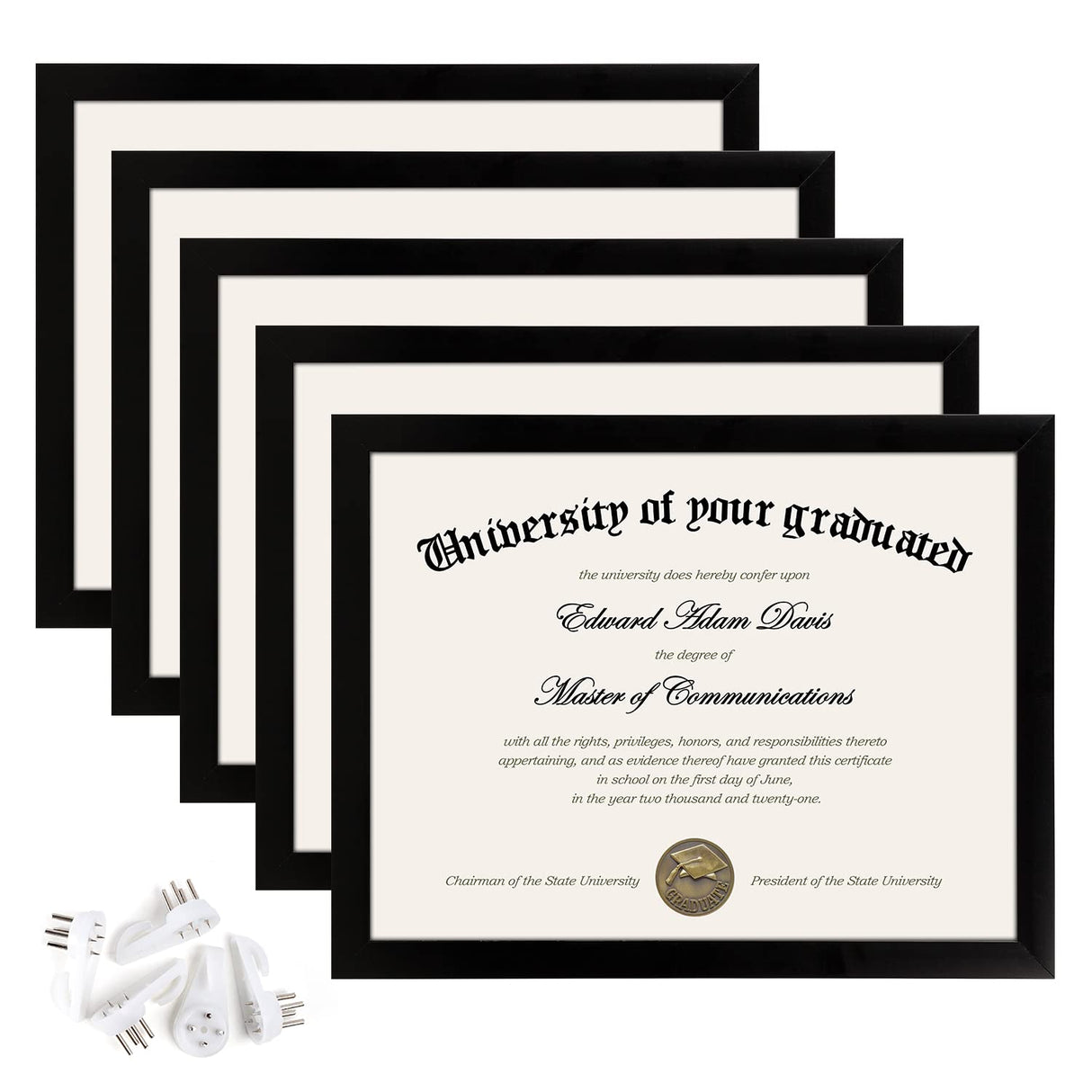 upsimples 8.5x11 Picture Frame Certificate Document Frame with High Definition Glass,5 Pack Diploma Frames for Wall and Tabletop,Black upsimples