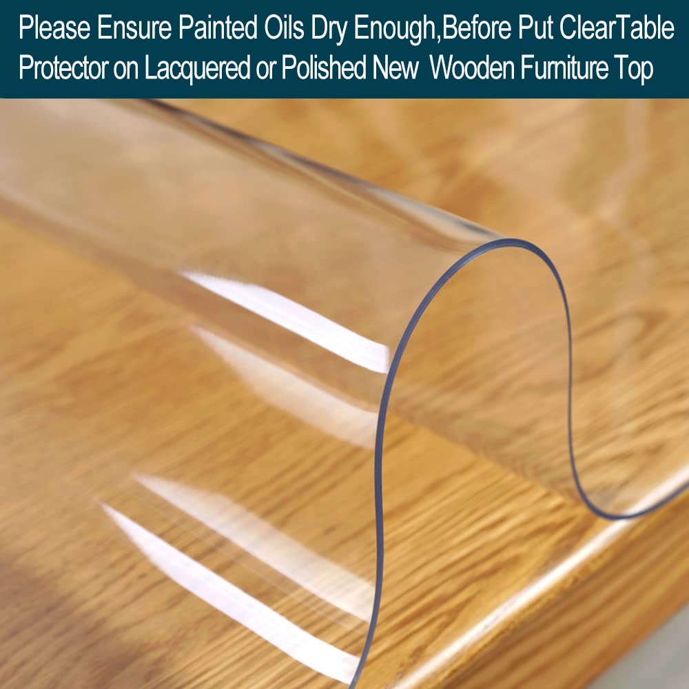 Clear Plastic Table Protector Tablecloth Cover PVC Vinyl Rectangle Large Marble Glass Coffee Table Protector Wooden Furniture Conference Tabletop Topper Protection Pad Wipeable Waterproof Mat 36x108 Wadrac
