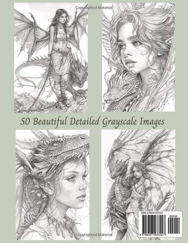 Fairies and Dragons Fantasy Grayscale Coloring Book For Adults And Teens: For Adult Relaxation and Stress Relief, Stimulate Mindfulness, Boost ... Dragons, and Other Imaginary Beasts) WoodArtSupply