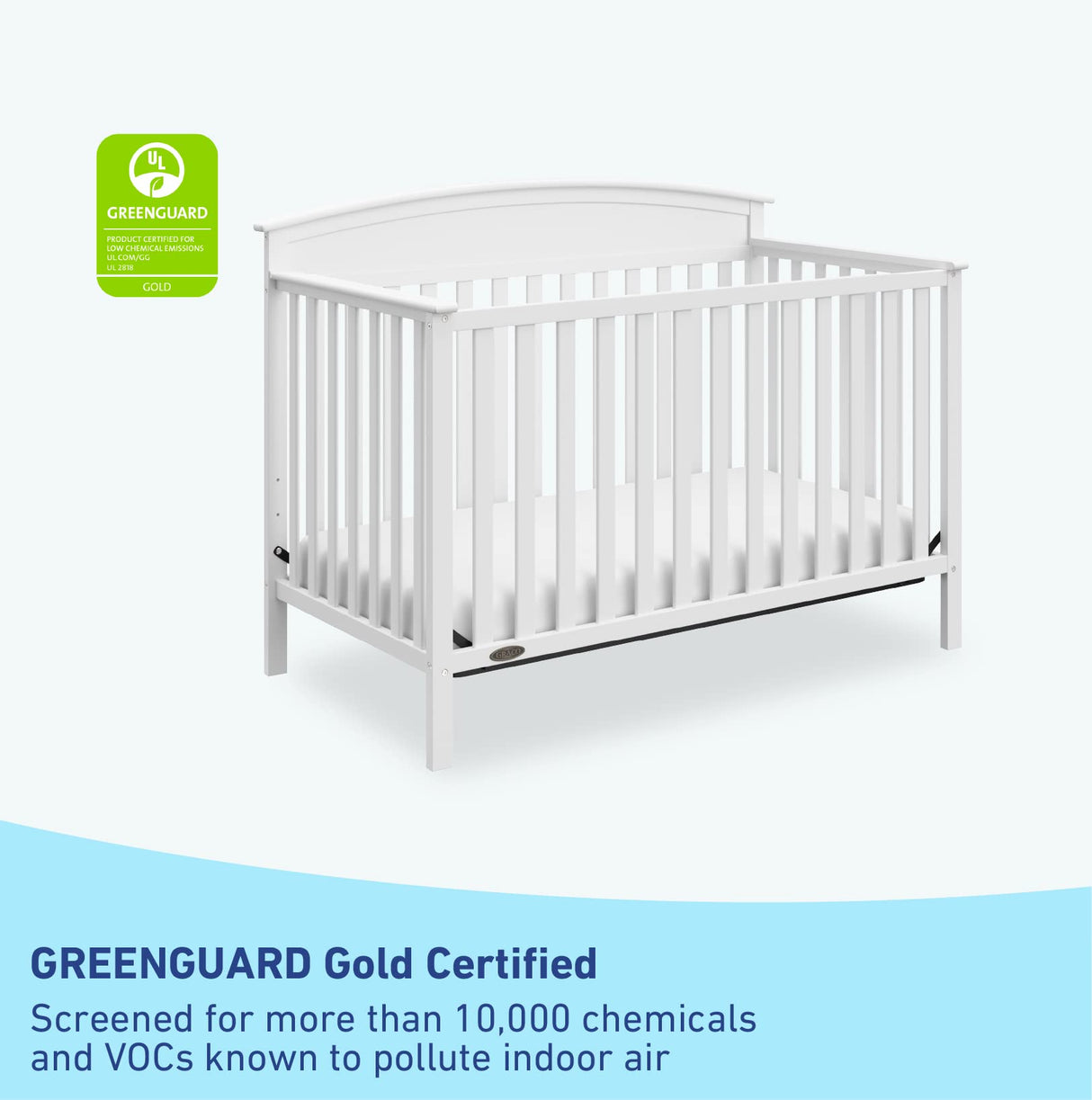 Graco Benton 5-in-1 Convertible Crib (White) – GREENGUARD Gold Certified, Converts from Baby Crib to Toddler Bed, Daybed and Full-Size Bed, Fits Standard Full-Size Crib Mattress Graco