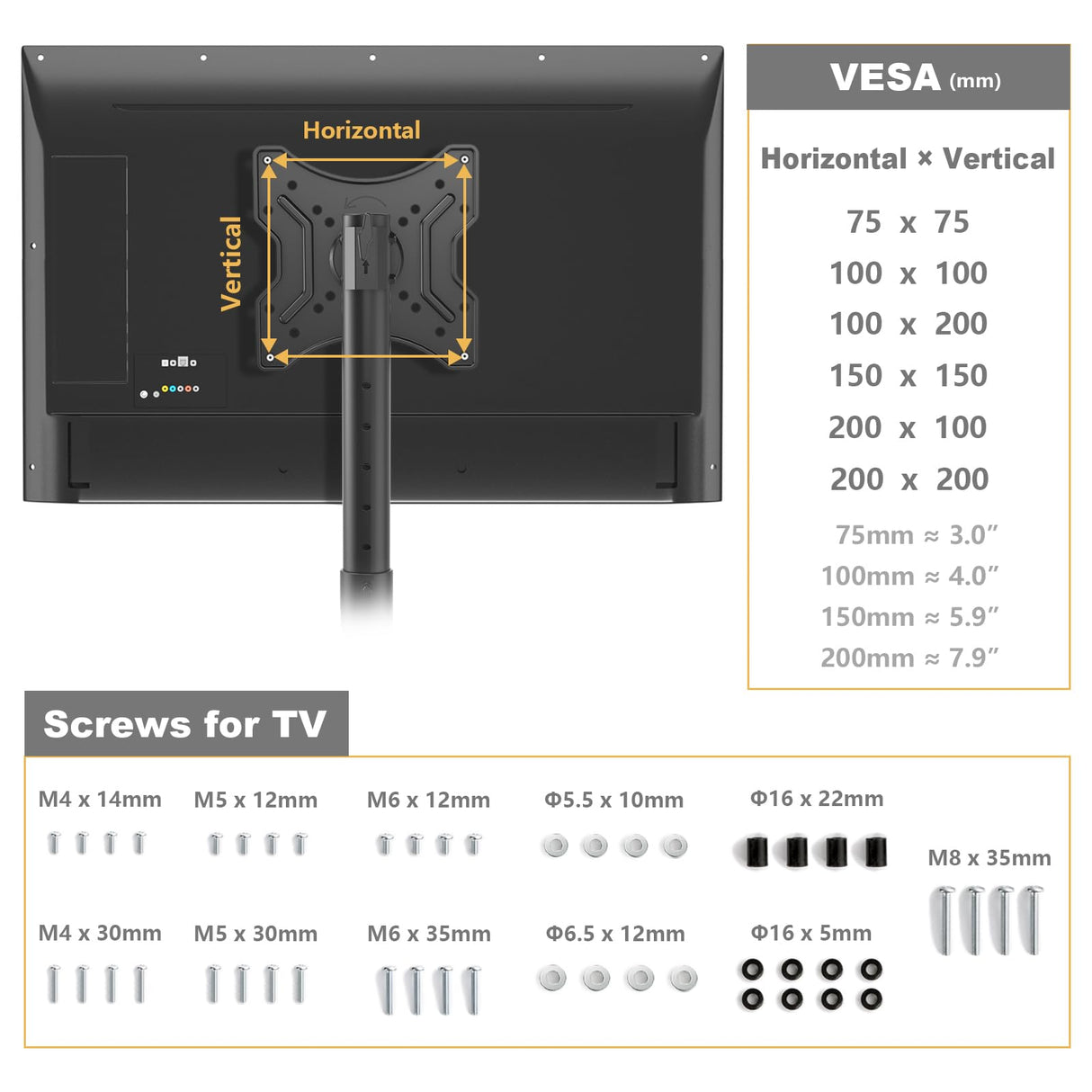TVON TV Floor Stand for 13-50 inch LCD LED Flat/Curved Panel Screen TVs up to 44 lbs, Height Adjustable TV Stand Mount with VESA 200x200, Portable TV Stand for Bedroom, Dorm Room, Office TVON