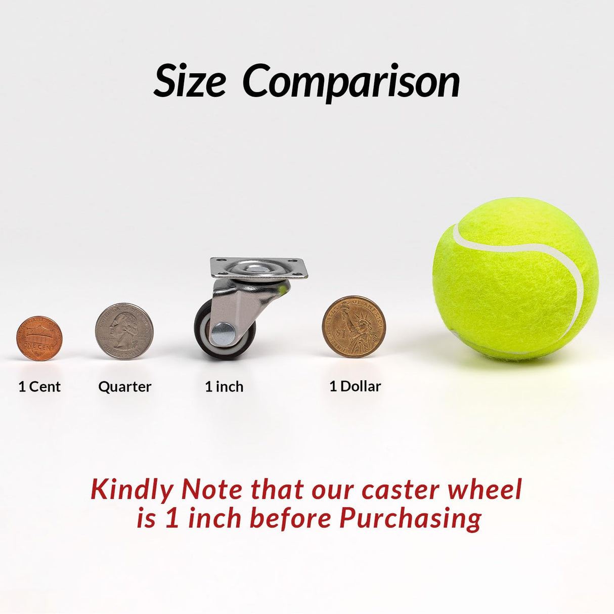 HOLKIE 1 inch Small Caster Wheels for Furniture Low Profile Casters Set of 4 Total Capacity 90 Lbs Perfect Wheels for Small Project、Nightstand、Side Table (No Brake) HOLKIE