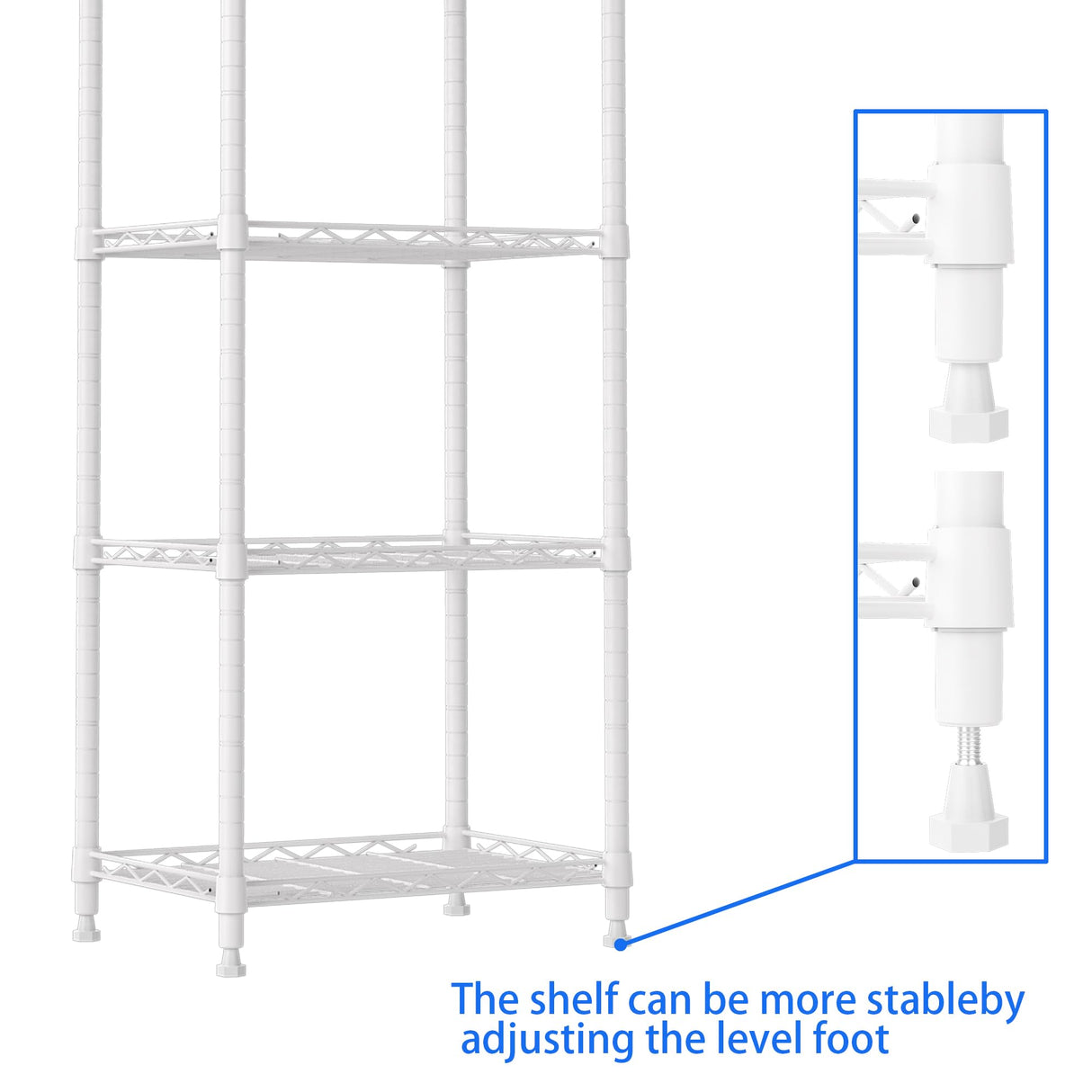 REGILLER 6 Wire Shelving Steel Storage Rack Adjustable Unit Shelves for Laundry Bathroom Kitchen Pantry Closet(White,11.7" D x 16.8" W x 63" H) REGILLER