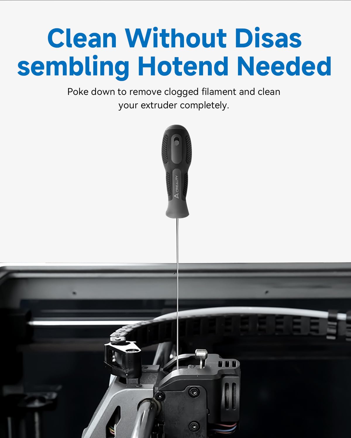 Creality Official Clog Poke, 0.4mm Needles Cleaner Perfect for Any 1.75mm 3D Printer Nozzle Cleaning Kit Stainless Steel with Soft Rubber Handle Creality