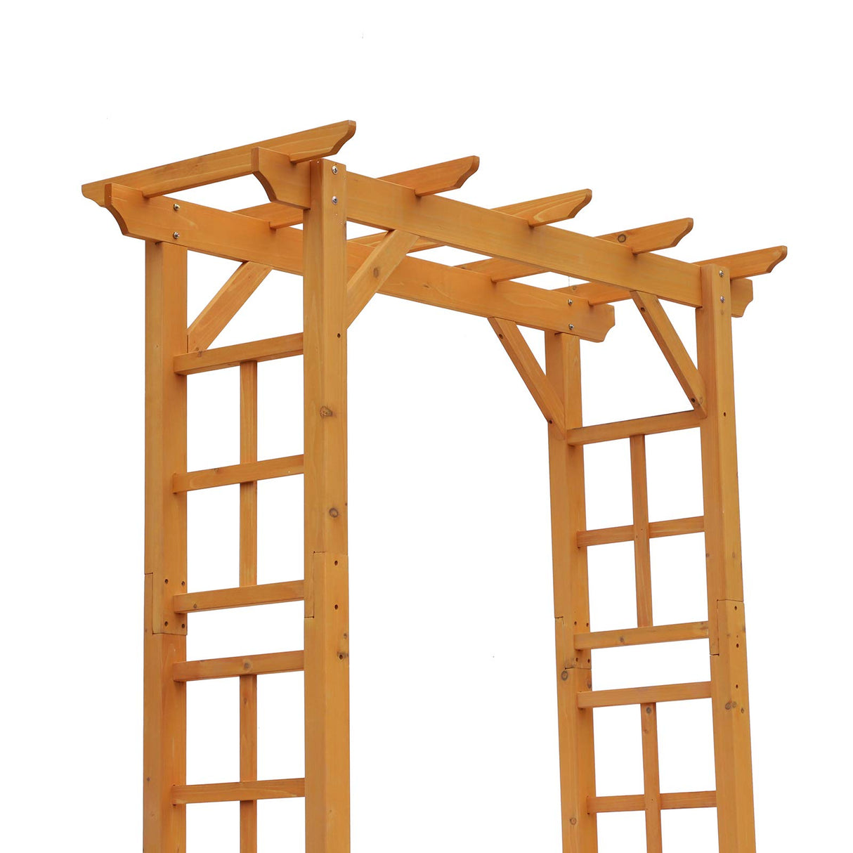 Outsunny 85" Wooden Garden Arbor for Wedding and Ceremony, Outdoor Garden Arch Trellis for Climbing Vines, Fir Wood, Orange Outsunny