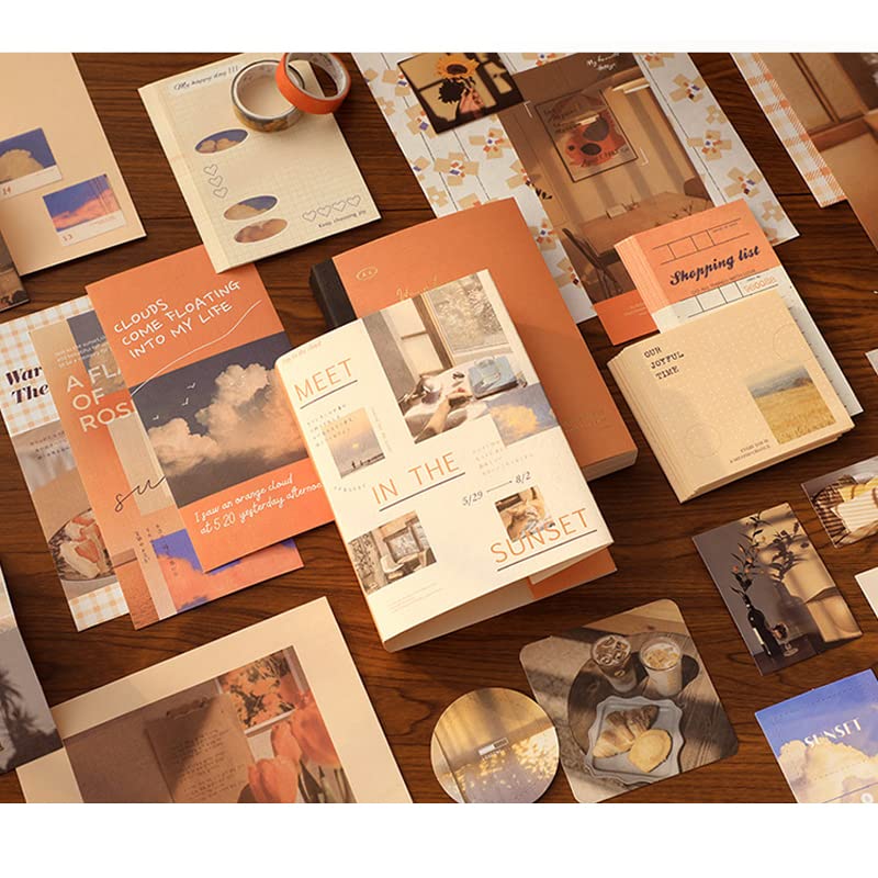 348 Pcs Scrapbooking Supplies Kit, Vintage Aesthetic Scrapbook Kit for Bullet Junk Journal, Stationery, A6 Grid Notebook, DIY Journaling Supplies, Birthday Craft Gift for Teen Girl Kid Women emmoolife